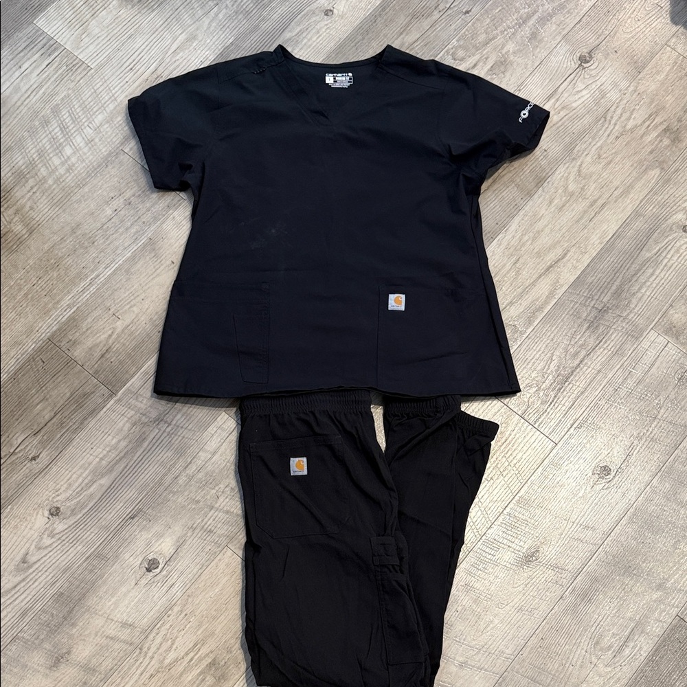 Carhartt Black Medical Scrub Top and Cargo Pants Set